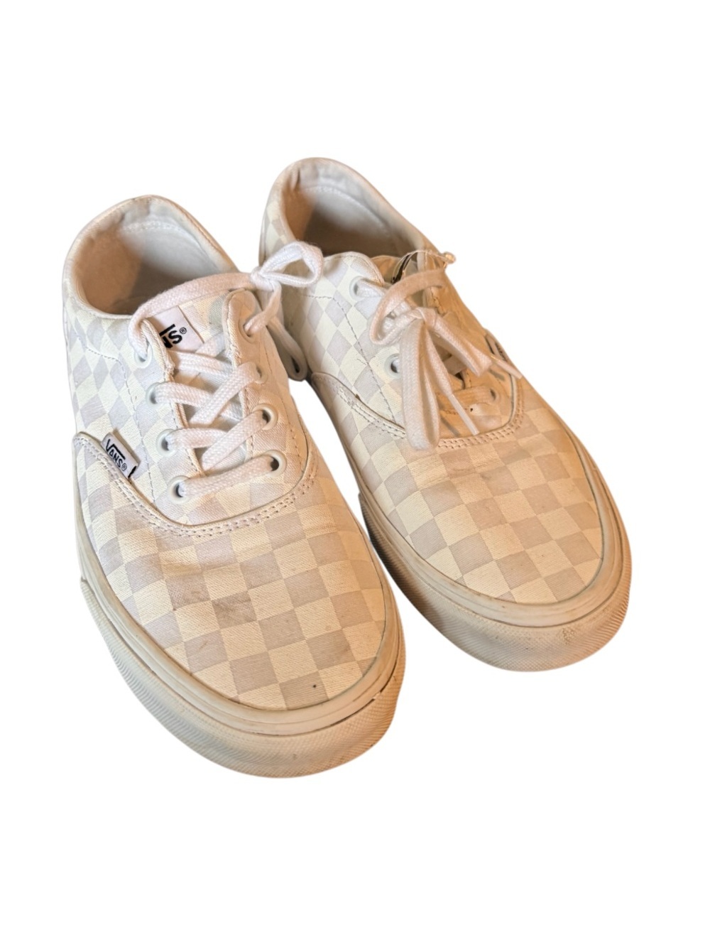 Vans White Checkerboard Low-Top Sneakers in Cream/white-Size 8.5